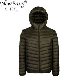Bang Plus 9XL 10XL 11XL Down Coat Male Large Size 90% Ultra Light Down Jacket Men Lightweigh Warm Coat Hooded Feather Parka 211023