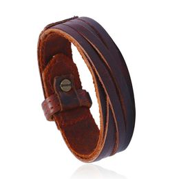 Bangle Jessingshow Punk Style Genuine Leather Bracelet Black Brown Cuff Bracelets & Bangles For Men Vintage Wristband Unisex Jewelry