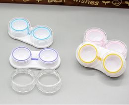 white pink Contacts Lens Case Holder Plastic Objective Travel Portable boxes Storage Container Colorful Eye Box