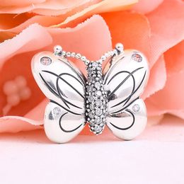 925 Sterling Silver Decorative Butterfly Charm Bead For European Pandora Style Jewelry Charm Bracelets