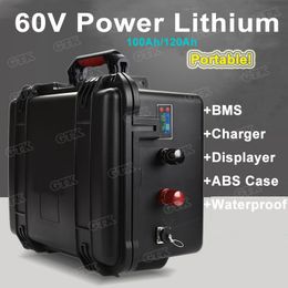 Powerful 60V 100ah/120ah lithium li ion battery pack with BMS for sightseeing cars/electric motorcycle +67.2V 10A Charger