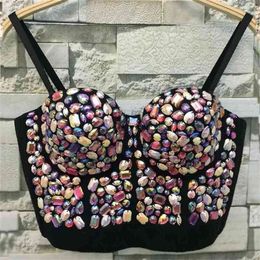 Women Fashion Colour Bead Pearls Bustier Push Up Wedding Bralette Women's Bra Cropped Tube Top 210527