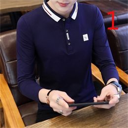 Long-sleeved t-shirt men's cotton spring and autumn thin clothes loose round neck solid color 210420