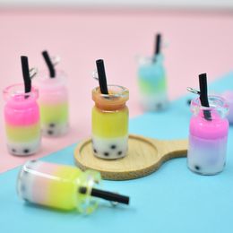 Cute Solid Colour Pearl Milk Tea Bottle Resin Charms Pendants For DIY Decoration Earrings Fashion Jewellery Accessories