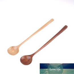 1PCS Korean Style 27.5cm Long Spoons 100% Natural Wood Long Handle Round Spoons For Soup Cooking Mixing Stirr