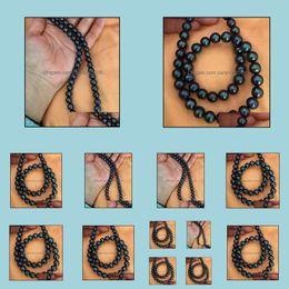 Beaded Necklaces & Pendants Jewelry 10-11Mm Natural Tahitian Black Pearl Necklace 18 Inch 14K Gold Aessories Drop Delivery 2021 M6Vbs