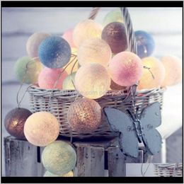 Event Festive Supplies Home & Gardenoutdoor 10 Leds Cotton Christmas Globe Lighting Chain Ball String Lights Battery Fairy Decoration Holiday