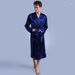 Men's Long Sleeve Siamese Microfiber Pajamas V-neck Pocket For Men Clothes Slim Robe Cardigan Nightgown1