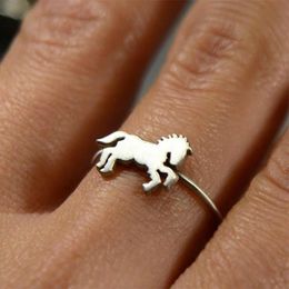 horse rings jewelry Canada - Cluster Rings Huitan Male Ring Symbolizing Success Horse For Men Chinese Zodiac Animal Jewelry Bring Good Luck To You Birthday Gift