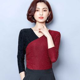Korean Women Blouses Shirt Long Sleeve Tops V Neck Lady Basic Top Plus Size Blusas Mujer De Moda 210531