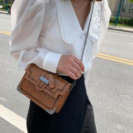 Small Fashion Shoulder Bag Women's Handbags Leather Flap Women Messenger Casual Tote Vintage Clutch Sac Chain Bags wallet purse 66