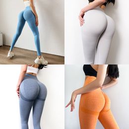XwsW L-Solid Color Women yoga yoga pant pocket Tights pants High Waist Sports Gym Wear Leggings Elastic Fitness Lady Overall Full 414 X2