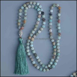 Pendant Necklaces & Pendants Jewellery Edothalia 6Mm Matte Iate Bead Buddha Necklace For Women Girls 108 Beads Mala Yoga 210323 Drop Delivery