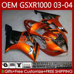 Injection Mould Bodys For SUZUKI GSXR-1000 K 3 GSX R1000 GSXR 1000 CC 2003-2004 Bodywork Orange black 67No.44 1000CC GSXR1000 K3 03 04 GSX-R1000 2003 2004 OEM Fairing kit