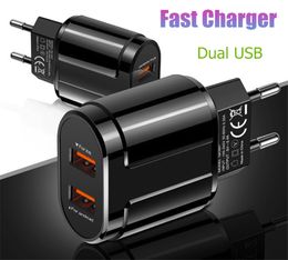 Dual USB Quick Phone Charger 2.4A 2 Ports EU Plug Adapter For iPad Cellphone Tablet