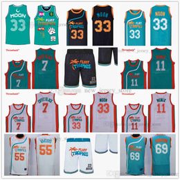 Flint Tropics Semi Pro Movie Basketball 33 Jackie Moon Maglie 7 Coffee Black 11 Monix 55 Vakidis 69 Downtown Jersey Green White Pocket Shorts