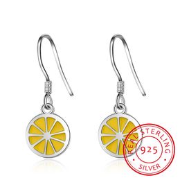 Exquisite Lemon Drop Food Long Tassel Ear Chain Fine Jewellery 925 Sterling Silver Earrings For Women