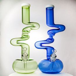 Unique Heady Hookahs Big Beaker Glass Bongs Diffused Downstem 18mm Female Joint Water Pipes Having Many Bends