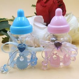 New Arrival Party Gift Wrap Baby Shower Favours Milk Bottle Candy Box With Bear Lace For Table Ornament