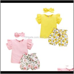 Sets Baby, Kids & Maternity0-24M Baby Girl Summer Clothing Infant Clothes Set Short Sleeve Top T-Shirt+Floral Tutu Shorts+Headband 3Pcs Outf