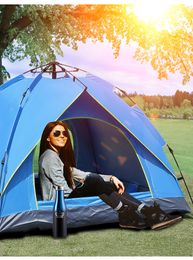 spring rest UK - shade camping 2-3-4 people thick rainproof automatic tent spring type quick opening sunscreen Outdoor rest