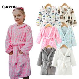 Cartoon Children's Bathrobe Spring Autumn Kids Sleepwear Lovely Long Sleeve Girls and Boys Bathrobe Children's Clothing 2-8 Year 210901