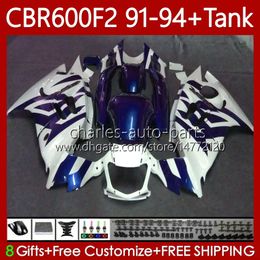 Body +Tank For HONDA CBR600 CBR 600 F2 FS CC 600F2 91 92 93 94 Bodywork 63No.72 CBR600F2 CBR600FS 600CC 1991 1992 1993 1994 Blue white 600FS CBR600-F2 91-94 Fairings Kit