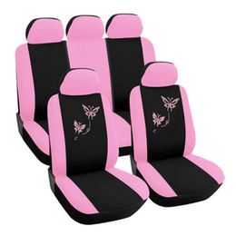 Car Seat Covers Universial For 5 Automobile Cover Protector Soft Fabric Embroidery 3D Butterfly Pattern Auto Cars SUV296s