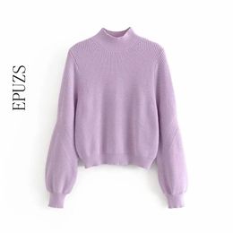 Winter women turtleneck sweater long sleeve knitted pullovers female elegant pull femme casual purple warm jumper tops 210521