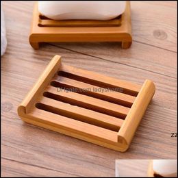 Aessories Bath Home & Gardennatural Bamboo Dishes Tray Holder Bathroom Soap Rack Plate Box Container Hwb7587 Drop Delivery 2021 J8Kui