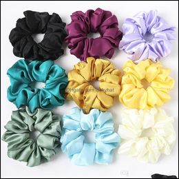 Jewelry Jewelryoversize Silky Scrunchies Big Rubber Ties Plain Elastic Bands Girs Ponytail Holder Scrunchie Women Hair Aessories Drop Delive