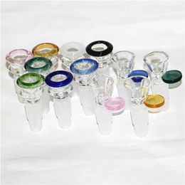 2 in 1 14mm & 18mm glass bowls male joint smoking accessories Handle Beautiful Slide bowl piece For Bongs Water Pipes