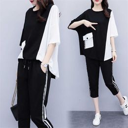 women outfit 2020 two piece set clothes top and pants spring summer ladies tracksuits korean style plus size fashion lounge wear Y0702