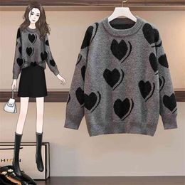 Plus Size Women's Autumn and Winter Wear Fat Sister Loose Hedging To Cover Belly Reduce Age Lazy Wind Sweater HK200 210506