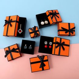 Fashion Jewelry Boxes New Brand Orange Retail Gift Packaging Box With Bowknot For Bangle Bracelet Pendant Ring and Necklace high quality pac