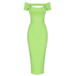 Sexy Women Dress Summer Bodycon Elegant Bandage Arrival Party Club Celebrity Hollow Out es 210515