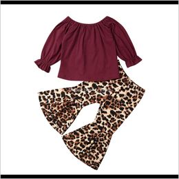 Sets Clothing Baby Kids Maternity Drop Delivery 2021 2Pcs Infant Baby Girl Tshirt Outfits Long Sleeve Tops Leopard Pants Clothes Set Wusxa