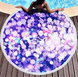 The latest 150CM round printed beach towel, dazzling light style, microfiber, tassels, soft touch, support custom LOGO