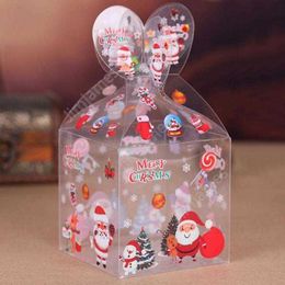 Many Styles PVC Transparent Candy Box Christmas Decoration Gift Box and Packaging Santa Claus Snowman Elk Reindeer Candy Apple Boxes DAJ71