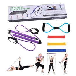 Pilates Exercise Resistance Band,Yoga Bar Reformer Kit, Stick Fitness Bar, Home Gym Total Body Workout H1026