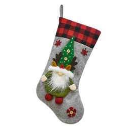 Christmas Decorations M17D Stocking 19" 3D Gnome Xmas Stockings For Fireplace Hanging