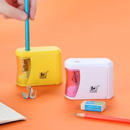 Sharpener Lápis Automático Elétrico Seguro Prevete Prevenito Acionamento Acidental Abertura de Artigos de Papelaria Suprimentos Estudantes Artistas Artists Classrooms Office Hy0038