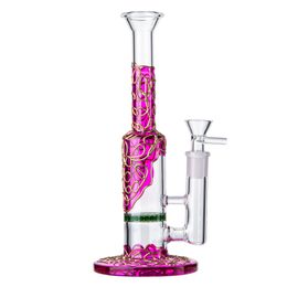 Colourful 9 Inch Straight Type Heady Glass Bongs 14mm Female Joint Hookahs 3mm Thick OD 20mm Water Pipes Honeycomb Perc Oil Dab Rigs With Bowl WP533