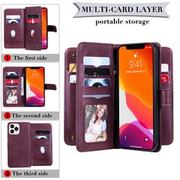 For iphone 13 13ProMax phone cases 12Pro 12ProMax 12Mini 11Pro 11ProMax 11 X 7 8 Plus Samsung S21 S20 pu leather wallet double-layer clamshell bracket protective cover