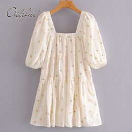 Summer Women White Floral Mini Backless Ruffle Vintage Short Print Vacation Beach Dress 210415