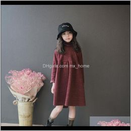 Dresses Clothing Baby Maternity Drop Delivery 2021 Girls Autumn Winter Kids Leisure Loose Children Elegant Baby Princess Dress Todddler Cloth