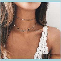 Chokers Necklaces & Pendants Jewelrychokers Fashion Double Bohemian Round Alloy Pendant Necklace Retro Layered Jewelry Party Gift Womens Dro