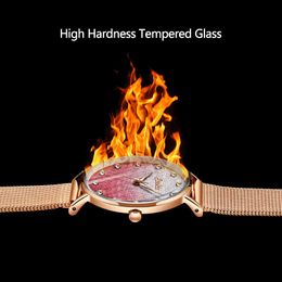 SUNKTA Rose Gold Watch Women Luxury Brand Waterproof Diamond Women Watches Ultrathin Mesh Belt Quartz Elegant Ladies Wrist Watch 210517