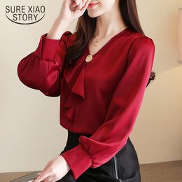 Fashion Clothing Spring Black Korean Top Chiffon Blouse Solid OL Ruffles V-Neck Blusas Femininas Shirt White 8188 50 210415