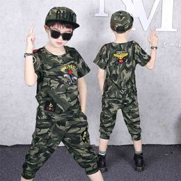 Fashion Toddler Boys Clothing Set Cotton Camouflage Short Sleeve Tshirts Summer Tracksuits for Teenagers Clothes Outfits 8 12 Y 210622